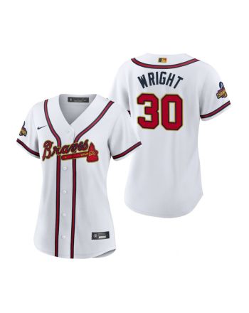 Women's Kyle Wright 30 Atlanta Braves White 2022-23 Gold Program Jersey