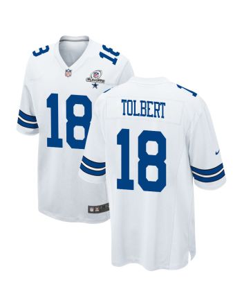 Jalen Tolbert 18 Dallas Cowboys 2023 Playoffs Patch Game Men Jersey - White