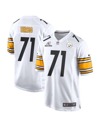 Nate Herbig 71 Pittsburgh Steelers 2023 Playoffs Patch Game Men Jersey - White