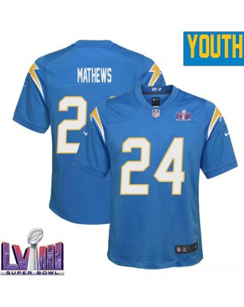 Ryan Mathews 24 Los Angeles Chargers Super Bowl LVIII YOUTH Home Game Jersey - Powder Blue