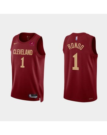 Gold is Back Cleveland Cavaliers 1 Rajon Rondo 2022-23 Icon Edition Wine Men Jersey