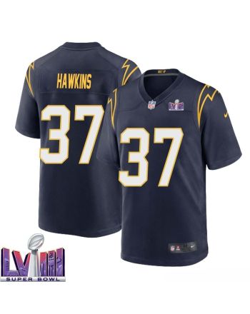 Jaylinn Hawkins 37 Los Angeles Chargers Super Bowl LVIII Men Alternate Game Jersey - Navy