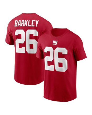 Saquon Barkley 26 New York Giants Name & Number T-Shirt - Red