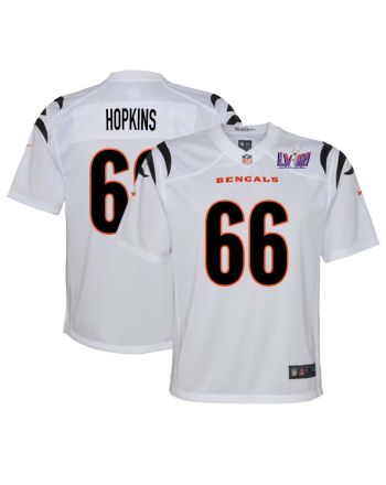 Trey Hopkins 66 Cincinnati Bengals Super Bowl LVIII YOUTH Away Limited Jersey - White