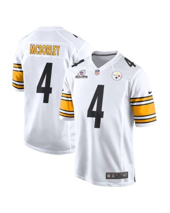 Trace McSorley 4 Pittsburgh Steelers 2023 Playoffs Patch Game Men Jersey - White