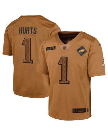 Jalen Hurts 1 Philadelphia Eagles 2023 Salute To Service Limited YOUTH Jersey - Brown