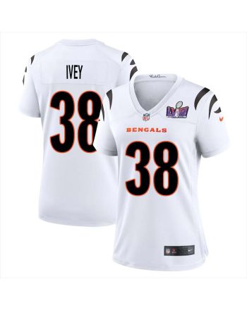 DJ Ivey 38 Cincinnati Bengals Super Bowl LVIII Women Away Limited Jersey - White