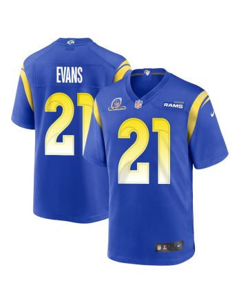 Zach Evans 21 Los Angeles Rams 2023 Playoffs Patch Game Men Jersey - Royal