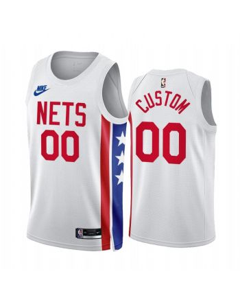 Custom 2022-23 Brooklyn Nets White 00 Classic Edition Jersey - Men Jersey