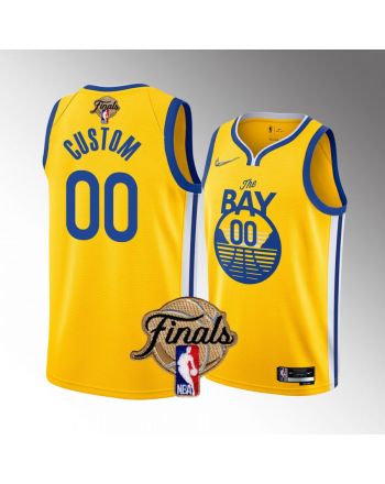 Custom Golden State Warriors 2022 Finals Jersey Gold 00 Diamond Badge Dub