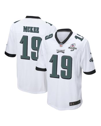 Tanner McKee 19 Philadelphia Eagles 2023 Playoffs Patch Game Men Jersey - White