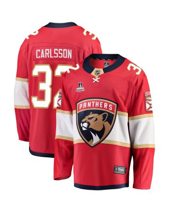 Florida Panthers Lucas Carlsson 32 Home 2023 Stanley Cup Playoffs Breakaway Men Jersey - Red