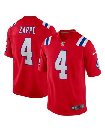 Bailey Zappe 4 New England Patriots Alternate Game Player Jersey - Red