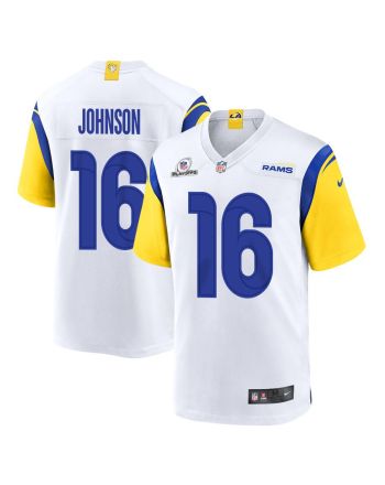 Tyler Johnson 16 Los Angeles Rams 2023 Playoffs Patch Game Men Jersey - White