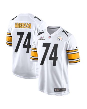 Spencer Anderson 74 Pittsburgh Steelers 2023 Playoffs Patch Game Men Jersey - White