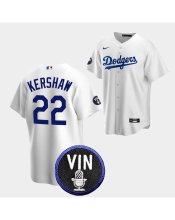 Clayton Kershaw Honor Vin Scully Los Angeles Dodgers White 22 Jersey