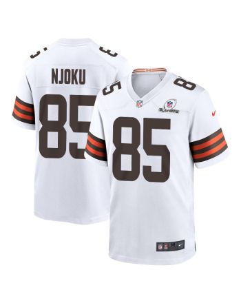 David Njoku 85 Cleveland Browns 2023 Playoffs Patch Game Men Jersey - White