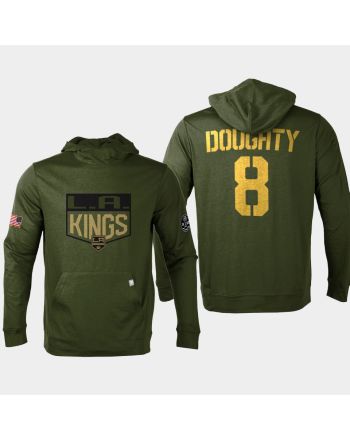 Los Angeles Kings 8 Drew Doughty 2022 Salute to Service Olive Pullover Hoodie