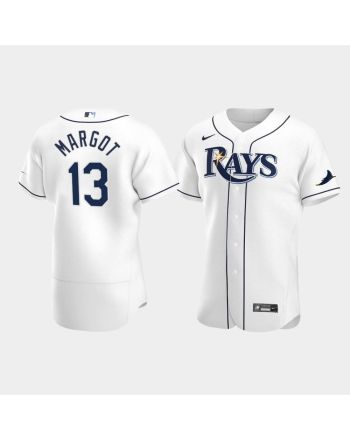 Men's Tampa Bay Rays 13 Manuel Margot White Home Jersey Jersey