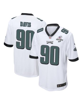 Jordan Davis 90 Philadelphia Eagles 2023 Playoffs Patch Game Men Jersey - White