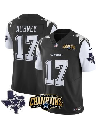 Brandon Aubrey 17 Dallas Cowboys 2023 NFC East Champions Patch Game Men Jersey - Black