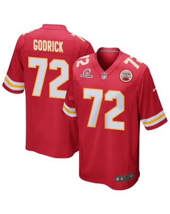 Chukwuebuka Godrick 72 Kansas City Chiefs 2023 Playoffs Patch Game Men Jersey - Red