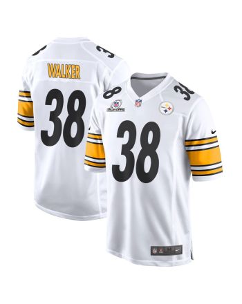 Mykal Walker 38 Pittsburgh Steelers 2023 Playoffs Patch Game Men Jersey - White