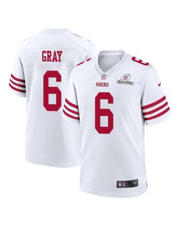 Danny Gray 6 San Francisco 49ers 2024 Divisional Patch Game Men Jersey - White