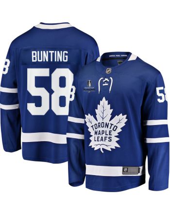 Michael Bunting 58 Toronto Maple Leafs Stanley Cup 2023 Playoffs Patch Home Breakaway Men Jersey - Blue