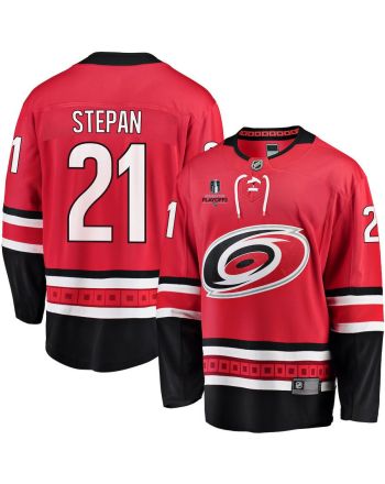 Derek Stepan 21 Carolina Hurricanes Stanley Cup 2023 Playoffs Patch Home Breakaway Men Jersey - Red