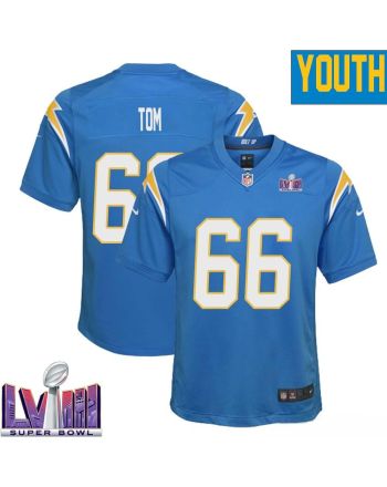 Cameron Tom 66 Los Angeles Chargers Super Bowl LVIII YOUTH Home Game Jersey - Powder Blue