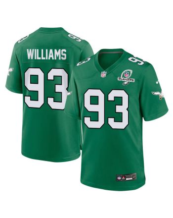 Milton Williams 93 Philadelphia Eagles 2023 Playoffs Patch Alternate Game Men Jersey - Kelly Green