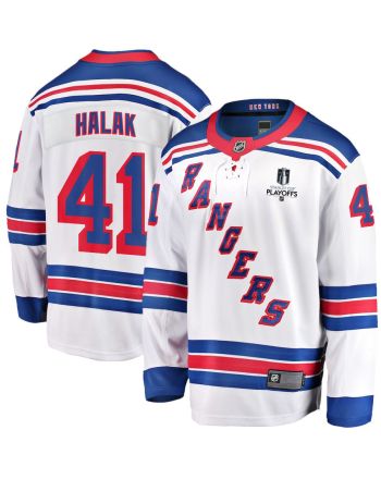 Jaroslav Halak 41 New York Rangers Stanley Cup 2023 Playoffs Patch Away Breakaway Men Jersey - White