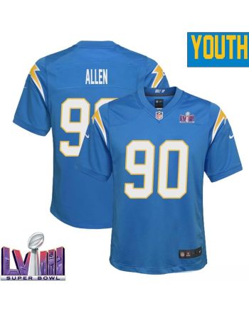 Brevin Allen 90 Los Angeles Chargers Super Bowl LVIII YOUTH Home Game Jersey - Powder Blue