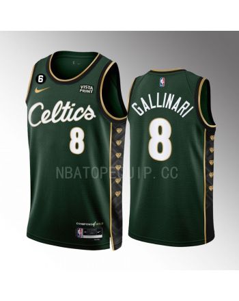 Danilo Gallinari 8 Boston Celtics 2022-23 City Edition Green Men Jersey Honor Bill Russell 11 Gold Diamonds