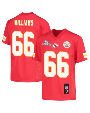 Brandon Williams 66 Kansas City Chiefs Super Bowl LVII Champions Youth Game Jersey - Red