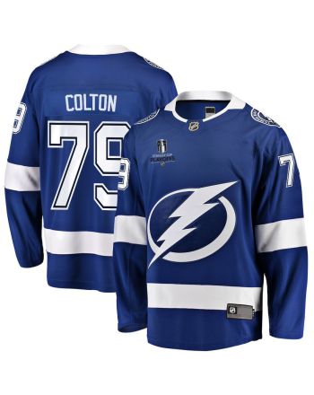 Ross Colton 79 Tampa Bay Lightning Stanley Cup 2023 Playoffs Patch Home Breakaway Men Jersey - Blue