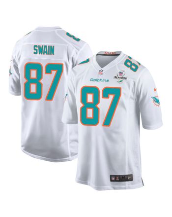 Freddie Swain 87 Miami Dolphins 2023 Playoffs Patch Game Men Jersey - White