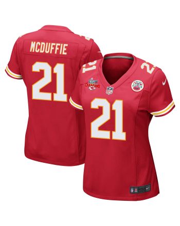 Trent McDuffie 21 Kansas City Chiefs Super Bowl LVII Champions 3 Stars Women Game Jersey - Red