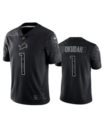 Jeff Okudah 1 Detroit Lions Black Reflective Limited Jersey - Men