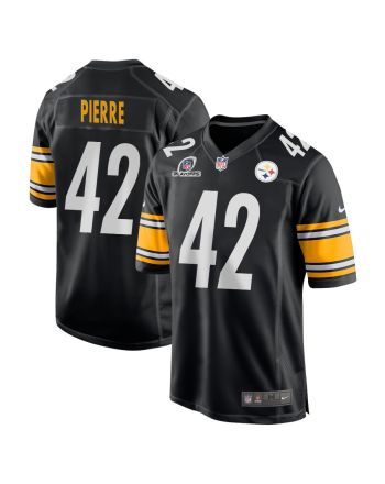 James Pierre 42 Pittsburgh Steelers 2023 Playoffs Patch Game Men Jersey - Black