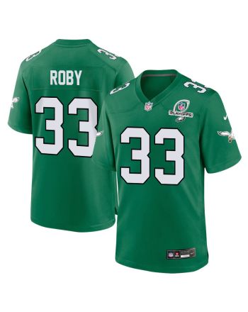 Bradley Roby 33 Philadelphia Eagles 2023 Playoffs Patch Alternate Game Men Jersey - Kelly Green