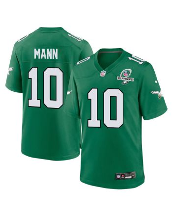 Braden Mann 10 Philadelphia Eagles 2023 Playoffs Patch Alternate Game Men Jersey - Kelly Green