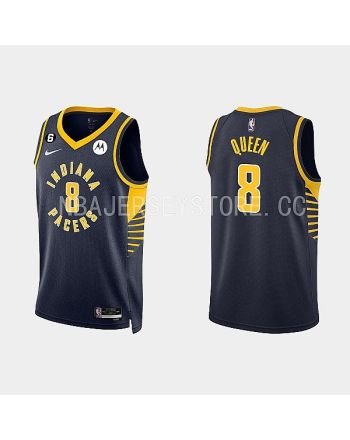 Indiana Pacers 8 Trevelin Queen 2022-23 Icon Edition Black Men Jersey