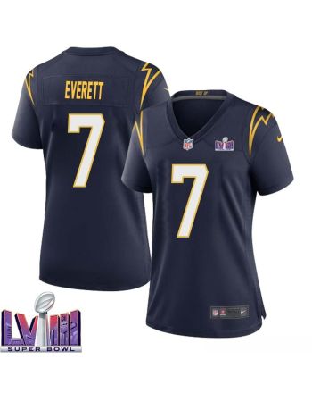 Gerald Everett 7 Los Angeles Chargers Super Bowl LVIII Women Alternate Game Jersey - Navy