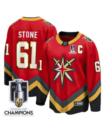 Mark Stone 61 Vegas Golden Knights 2023 Stanley Cup Champions Patch Reverse Editon Jersey - Red