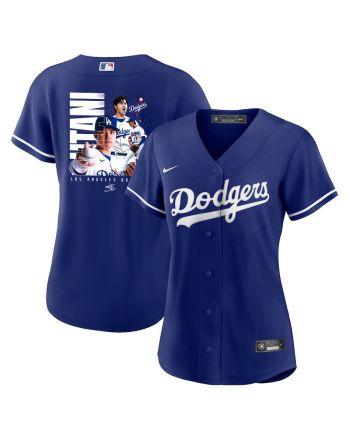 Shohei Ohtani 17 Los Angeles Dodgers Signed Name 2023 Alternate Women Jersey - Royal