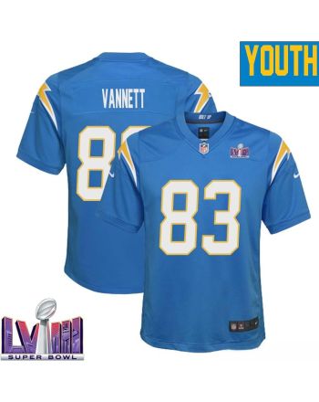 Nick Vannett 83 Los Angeles Chargers Super Bowl LVIII YOUTH Home Game Jersey - Powder Blue